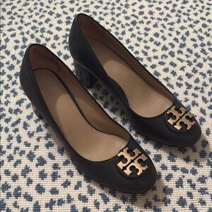 Tory Burch Black Heels with Gold Accent